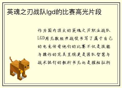 英魂之刃战队lgd的比赛高光片段